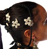 Cowry Hair Flowers, black beads