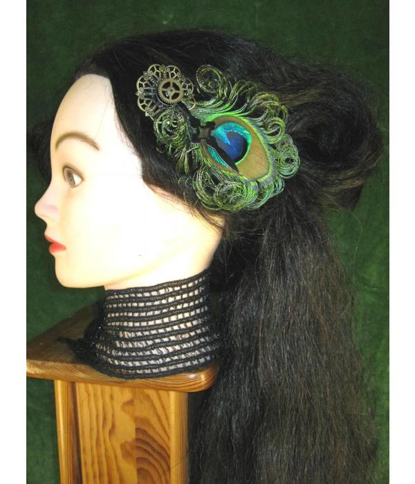 Steampunk Zeitgeist Peacock Feather Fascinator