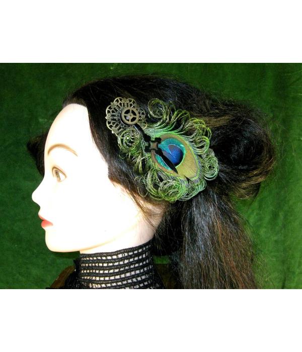 Steampunk Zeitgeist Peacock Feather Fascinator