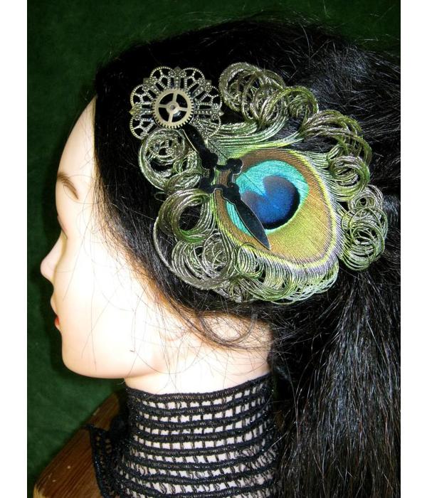 Steampunk Zeitgeist Pfau Haarschmuck Set