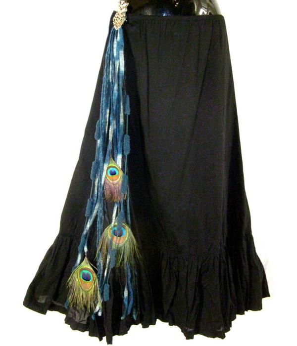 Goth Mermaid (peacock) belt clip/ yarn falls