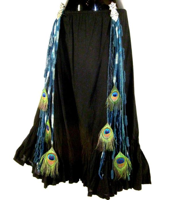 Goth Mermaid (peacock) belt clip/ yarn falls