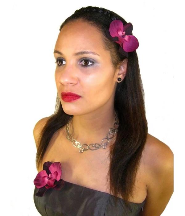 Wine Red Orchid Hair Flowers 2 x