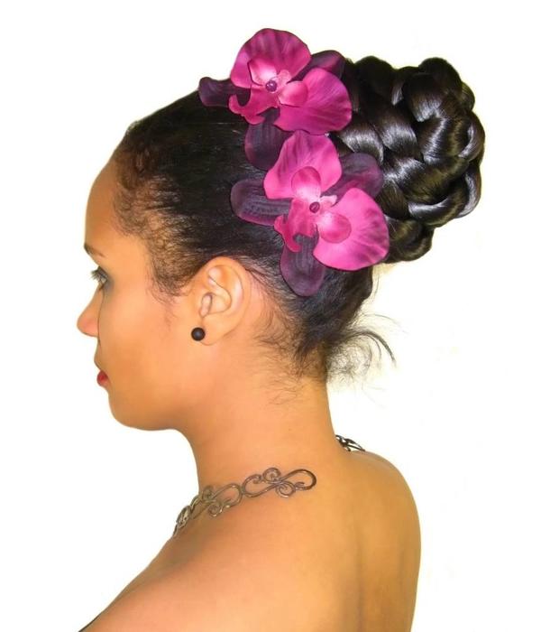 Wine Red Orchid Hair Flowers 2 x