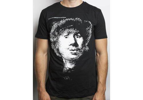 Zwart T-shirt Zelfportret Verbaasde Blik