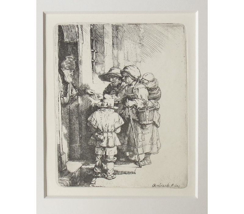 ETCHING Beggars Receiving Alms at the Door