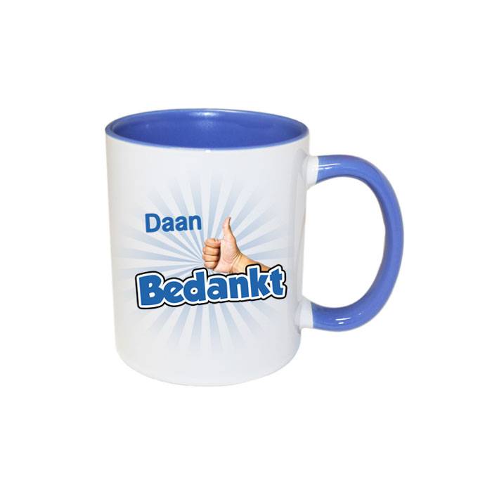 Bedankt Mok Met Naam Blauw huismerk kopen in de aanbieding