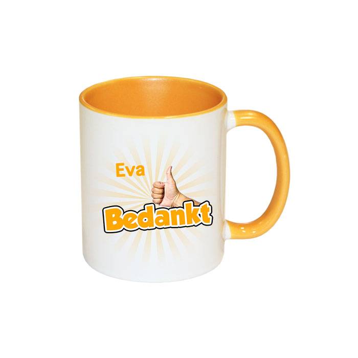 Bedankt Mok Met Naam Geel huismerk kopen in de aanbieding