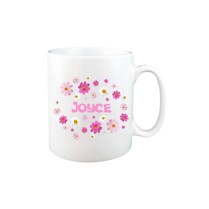 Bloemetjes Mok Met Naam Wit huismerk kopen in de aanbieding