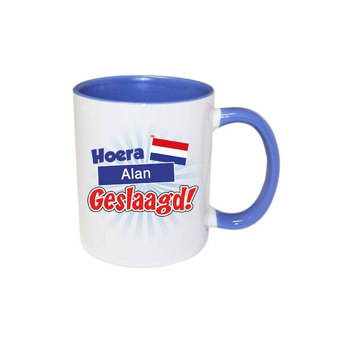 Geslaagd Mok Met Naam Blauw huismerk kopen in de aanbieding Geslaagd Mok Met Naam Blauw huismerk kopen in de aanbieding