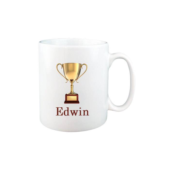 Trofee Mok Met Naam Wit huismerk kopen in de aanbieding
