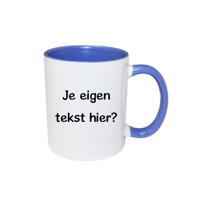 Mok Met Tekst Blauw huismerk kopen in de aanbieding