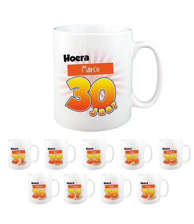 MOK 30 jaar | Cadeau 30 jaar, hoera 30 jaar, mok 31 jaar, mok 32 mok 33 jaar, mok 34 jaar, mok 35 jaar, mok 36 jaar, mok 37 jaar, mok jaar, mok 39 jaar - Watzalikkopen.nl