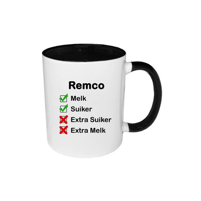 Mok Met Naam Checklist Zwart huismerk kopen in de aanbieding
