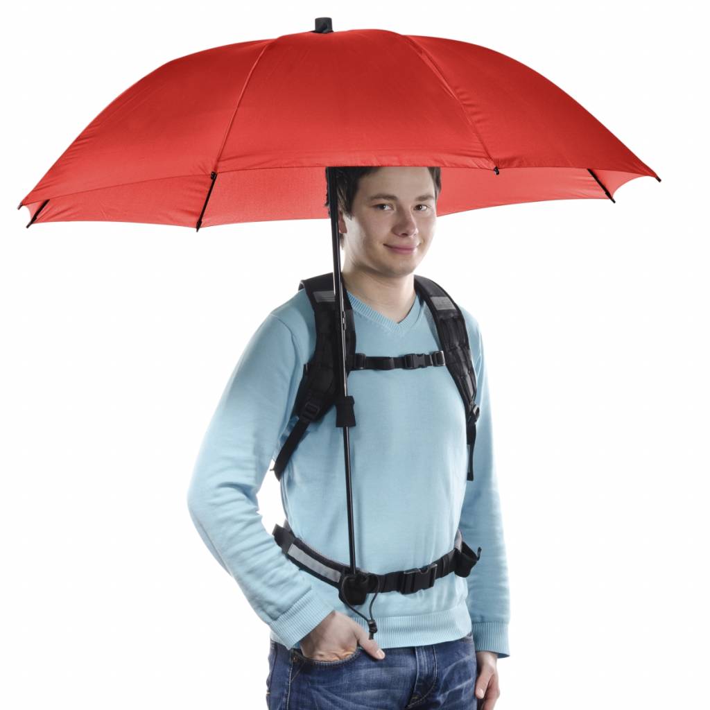 The telescopic and handsfree trekking umbrella