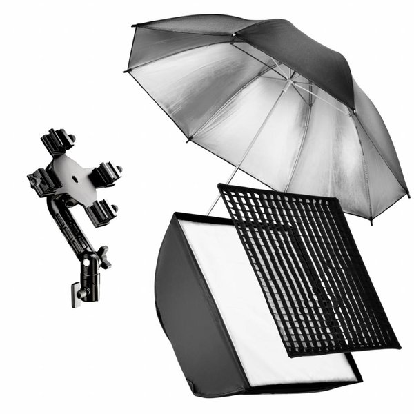 Walimex Flash Holder SB 60 Set 4, Umbrella Silver