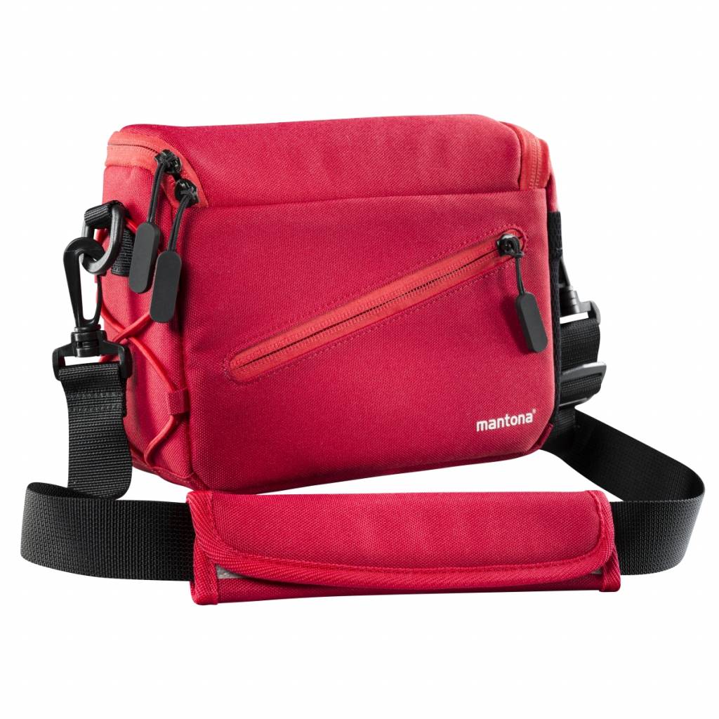 red camera bag