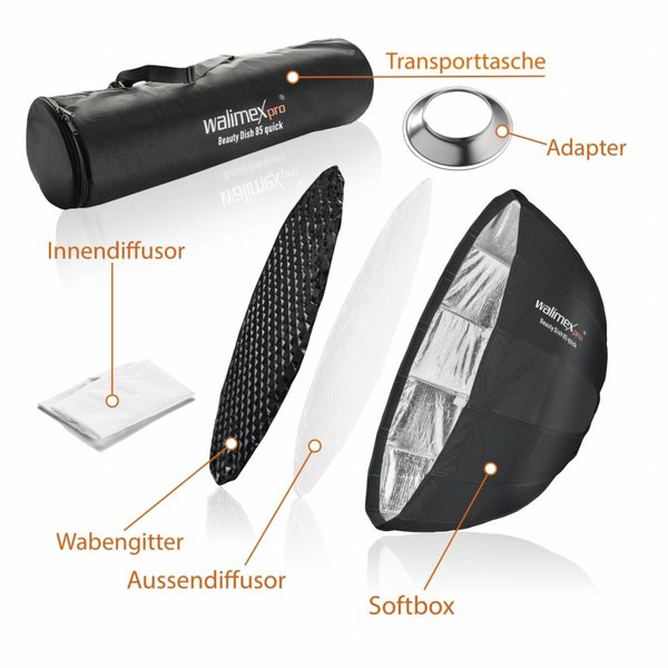 Walimex Pro SL Beauty Dish Softox QA85cm | For various brands speedring