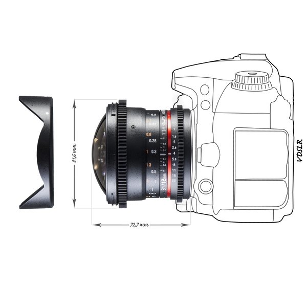 Walimex Pro Objectief 12/3,1 Fisheye Video DSLR Canon EOS black