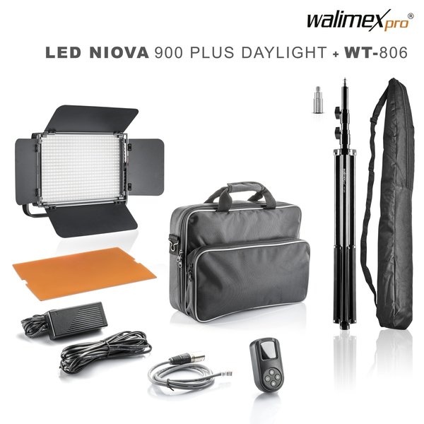 Walimex Pro LED Niova 900 Plus Daylight 54W Set mit WT-806 Stativ