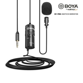 Boya Lavalier Micro-Cravate Microphone with 3.5 mm Connector, Black, BY-M1, AYOUB COMPUTERS