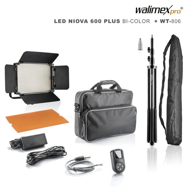Walimex Pro LED Flächenleuchte Niova 600 Plus Bi-Color + WT-806