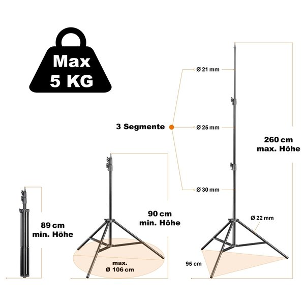 Walimex Pro LED Sirius 160 Bi Color 65W - Set incl. Statief 260m