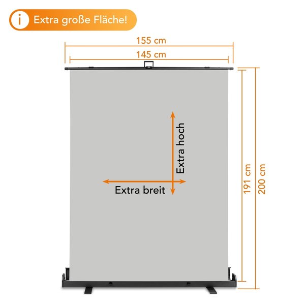 Walimex Pro Oprolbaar Achtergrond Paneel  grijs 155x200