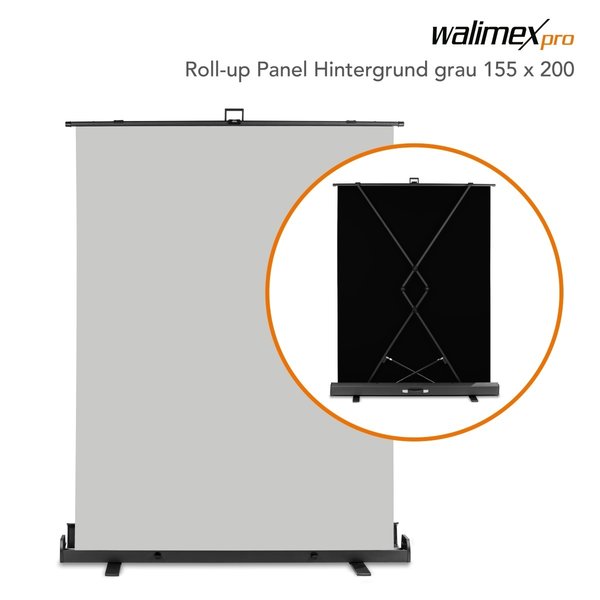Walimex Pro Roll-up Panel Hintergrund grau 165x220