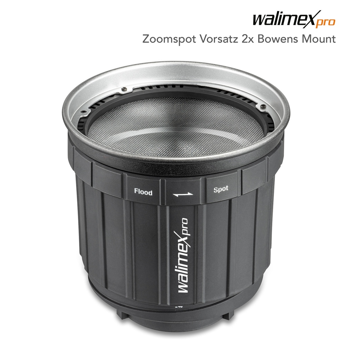 Walimex pro Zoomspot opzetstuk, 2 x Bowens Mount – traploos verstelbaar spotlicht van 12 tot 40 graden, voor leds tot 350 W, hittebestendig tot 100 °C, compatibel met Bowens/Walimex Pro-aansluitingen