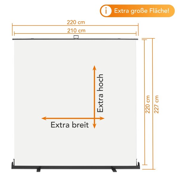 Walimex Pro Oprolbaar paneel achtergrond Wit 210x220