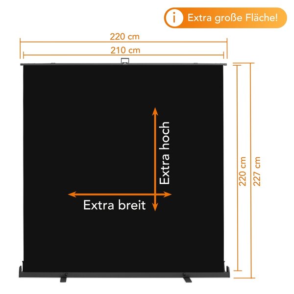 Walimex Pro Oprolbaar paneel achtergrond Zwart 210x220