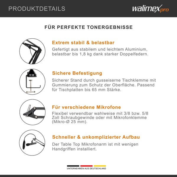 Walimex Pro Table Top Microfoonarm