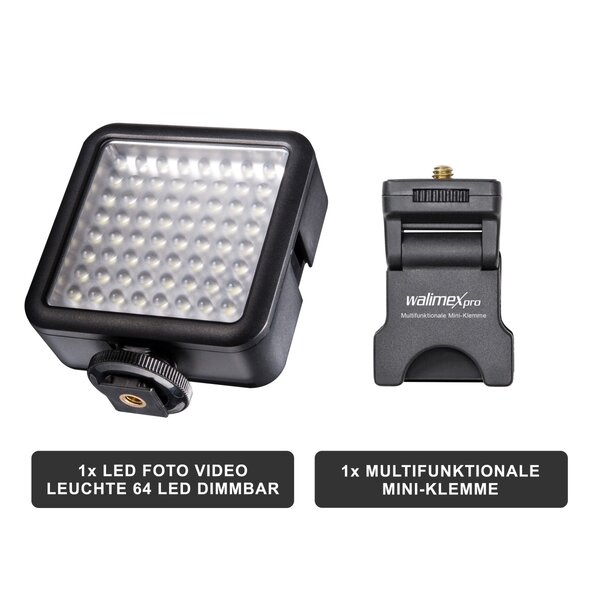 Walimex Pro LED light 64 with mini clamp