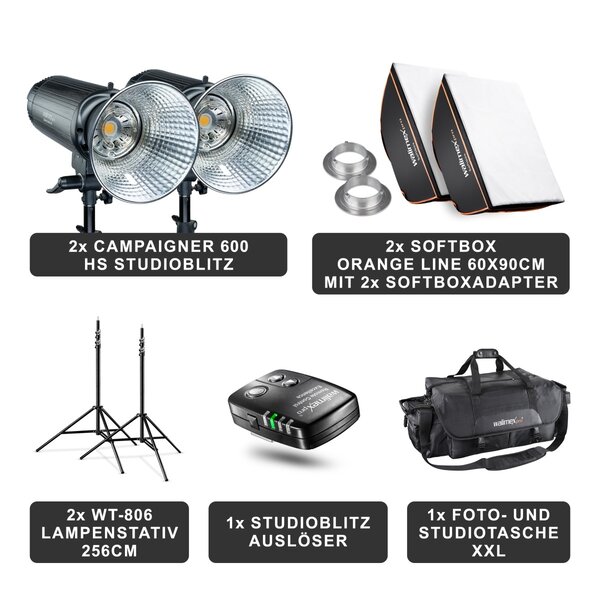 Walimex Pro Studio Lighting Campaigner 600 HS Set Double