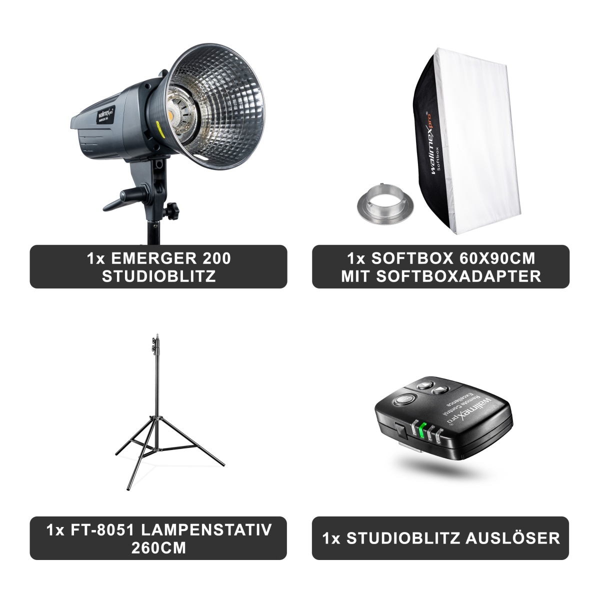 Kit Flash Studio Walimex Pro Stager 600 HSS - 2 Flashs 600WS, Récepteur 2.4GHz, Mode HSS