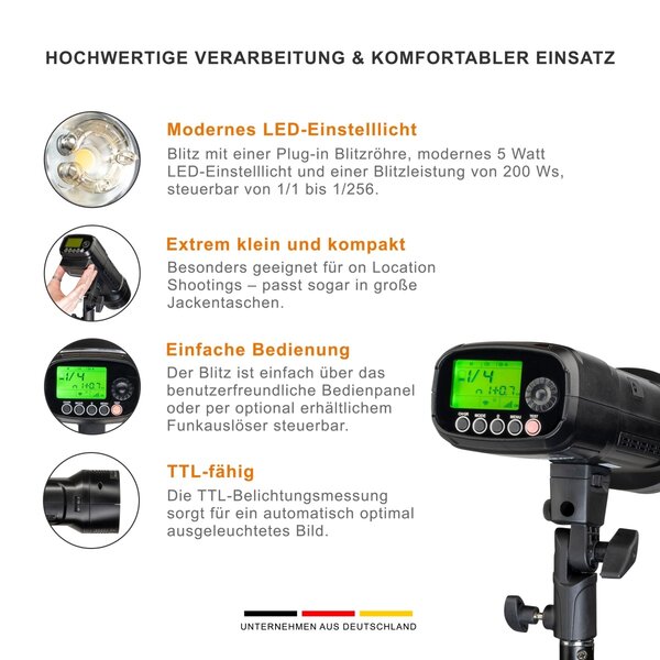 Walimex Pro Studio-batterijflitser Mover 200 TTL