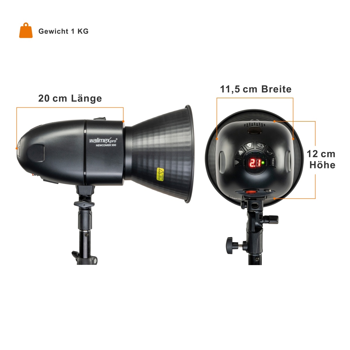 Pince Walimex Pro Premium à Double Spigot - Pour équipement Studio - Charge Max 12 Kg - Mâchoires Caoutchoutées