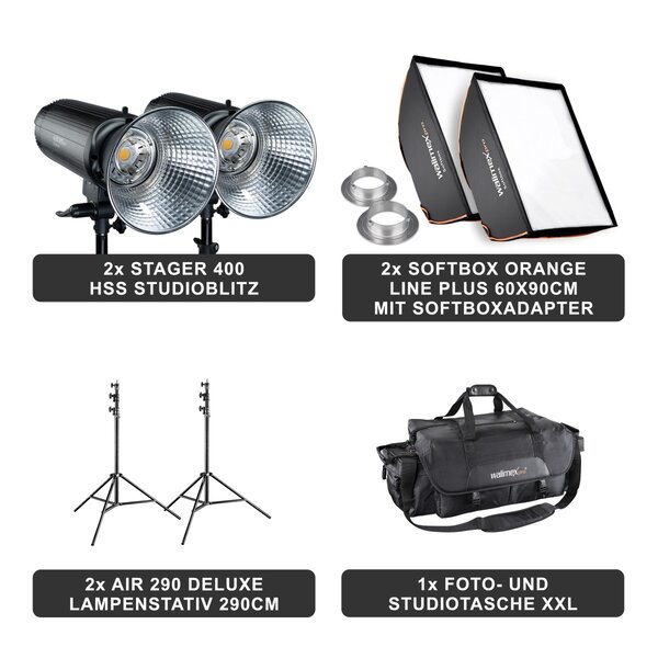 Walimex Pro Studio Lighting Stager 400 HSS Set Double