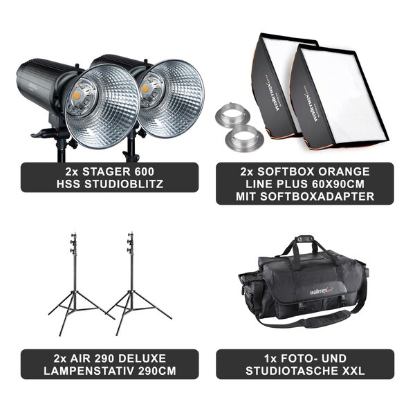 Walimex Pro Studio Lighting Stager 600 HSS Set Double