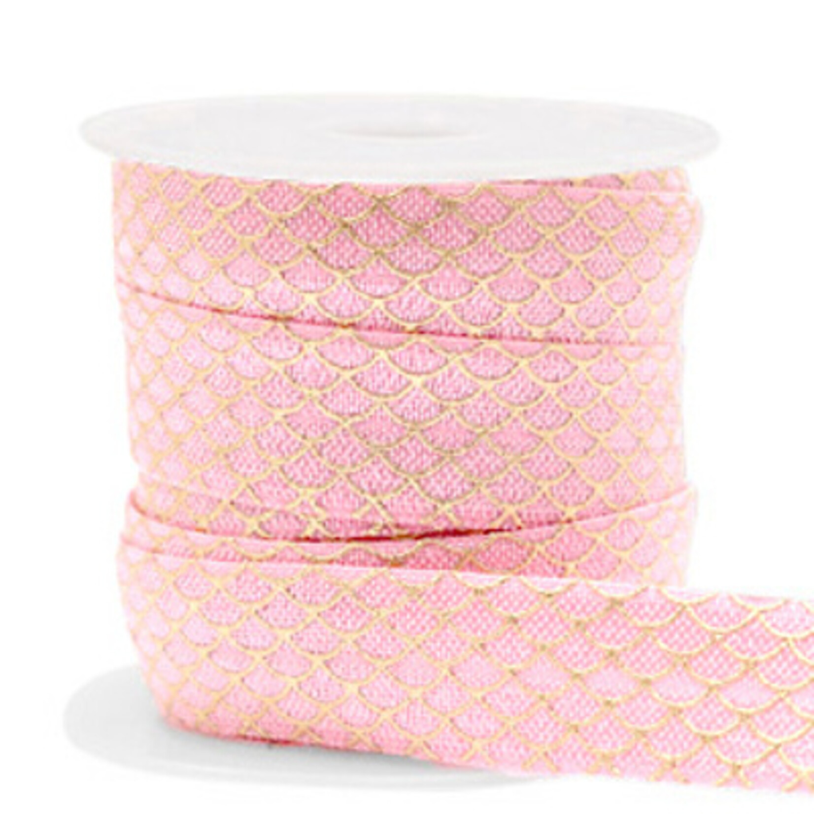 Elastisch lint Ibiza mermaid roze 15 mm (p/10 cm)