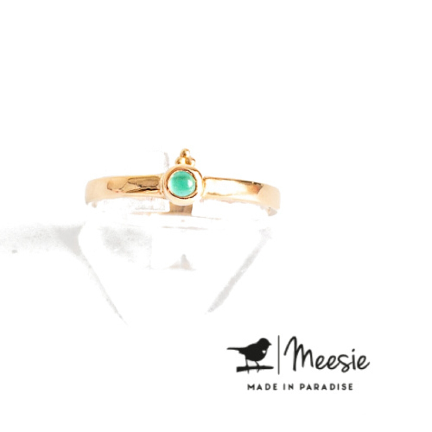 Meesie & Bintje Ring groene kwarts goud op sterling zilver