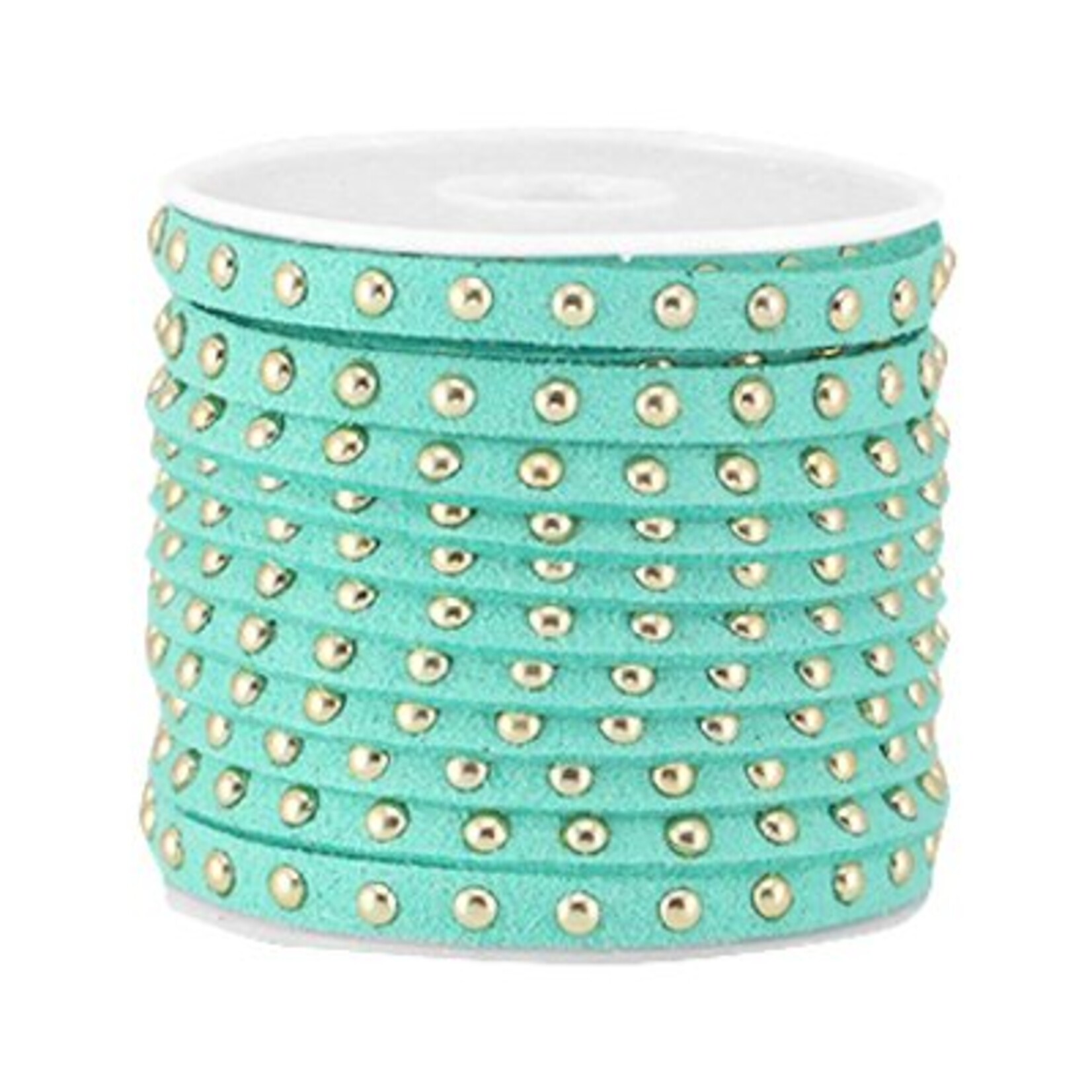 Imitatiesuede turquoise met gouden studs (1m)