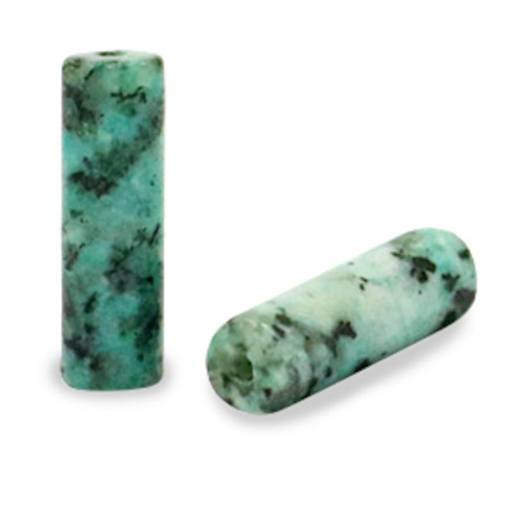 Natuursteen kraal tube turquoise groen (1x)