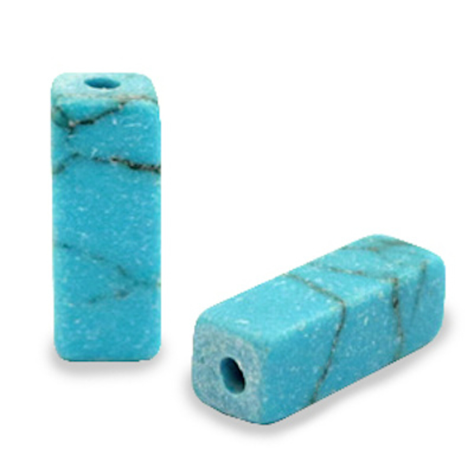 Natuursteen kraal tube turquoise blue marmer (1x)