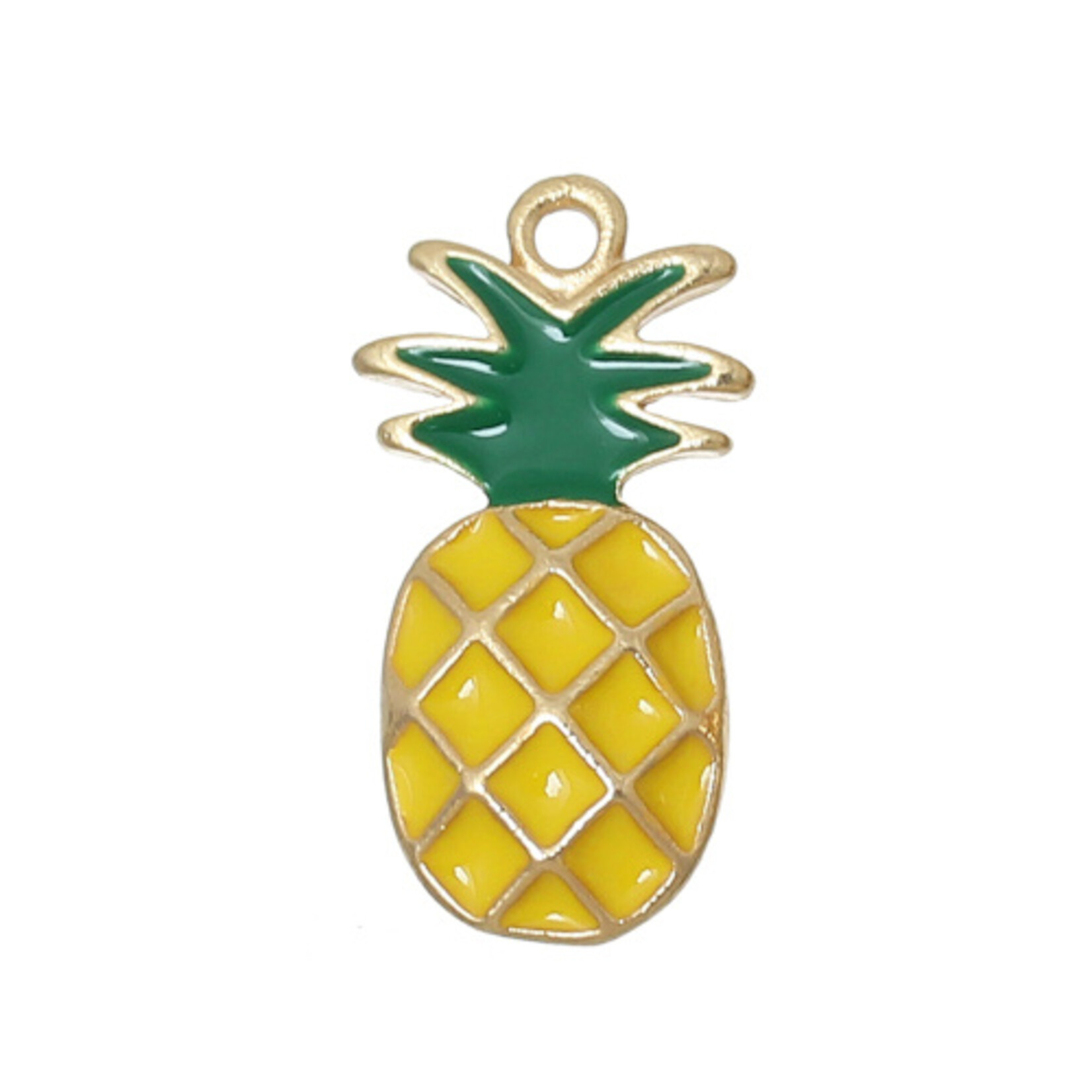 Bedel ananas geel metaal/emaille (1x)