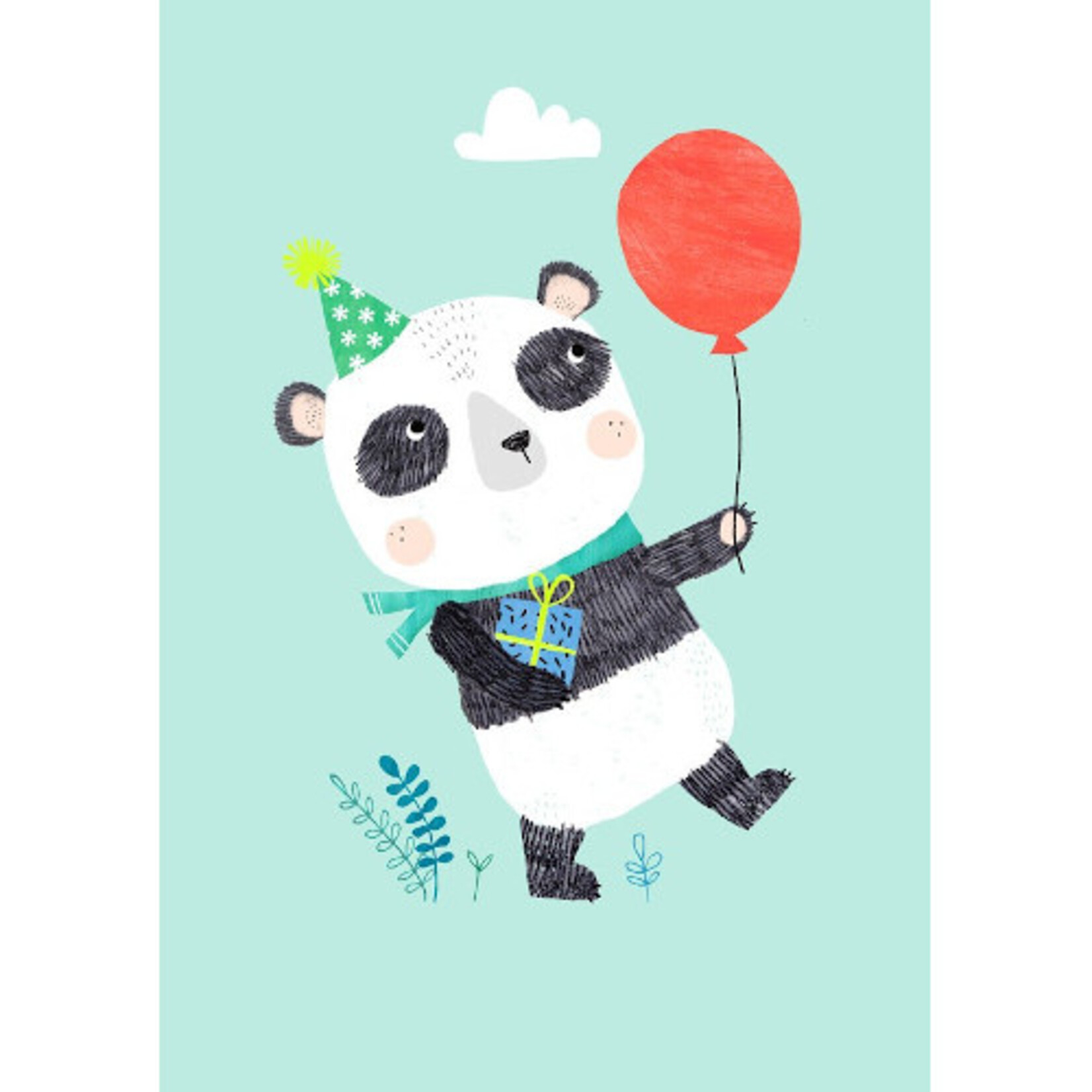 Petit Monkey Postkaart Panda met ballon