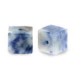 Natuursteenkraal kubus 8 mm blauw wit