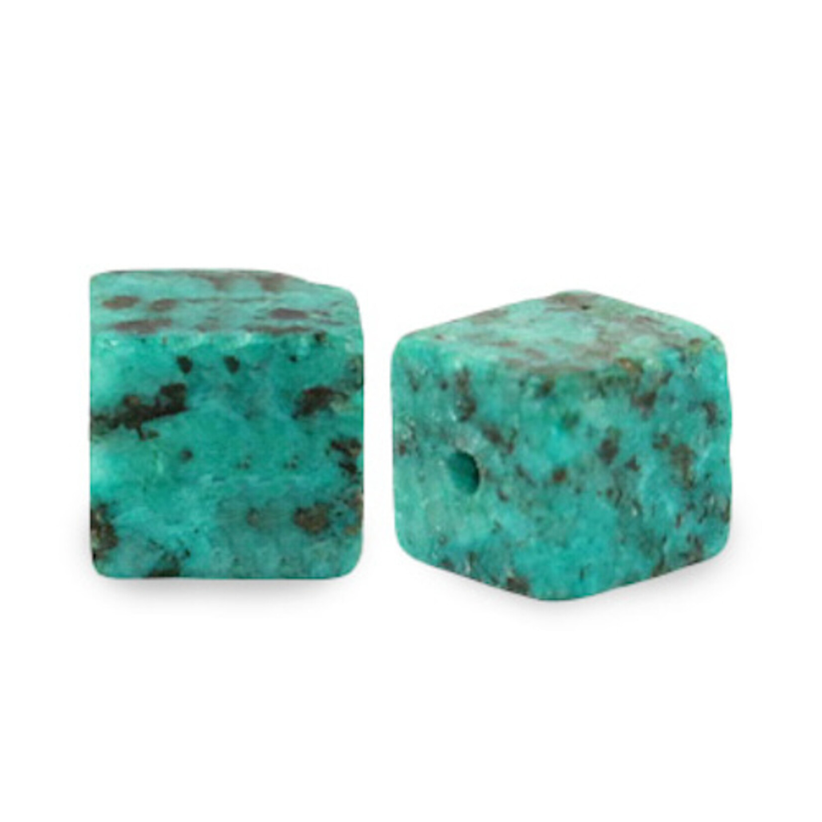 Natuursteenkraal kubus 8 mm turquoise zeegroen