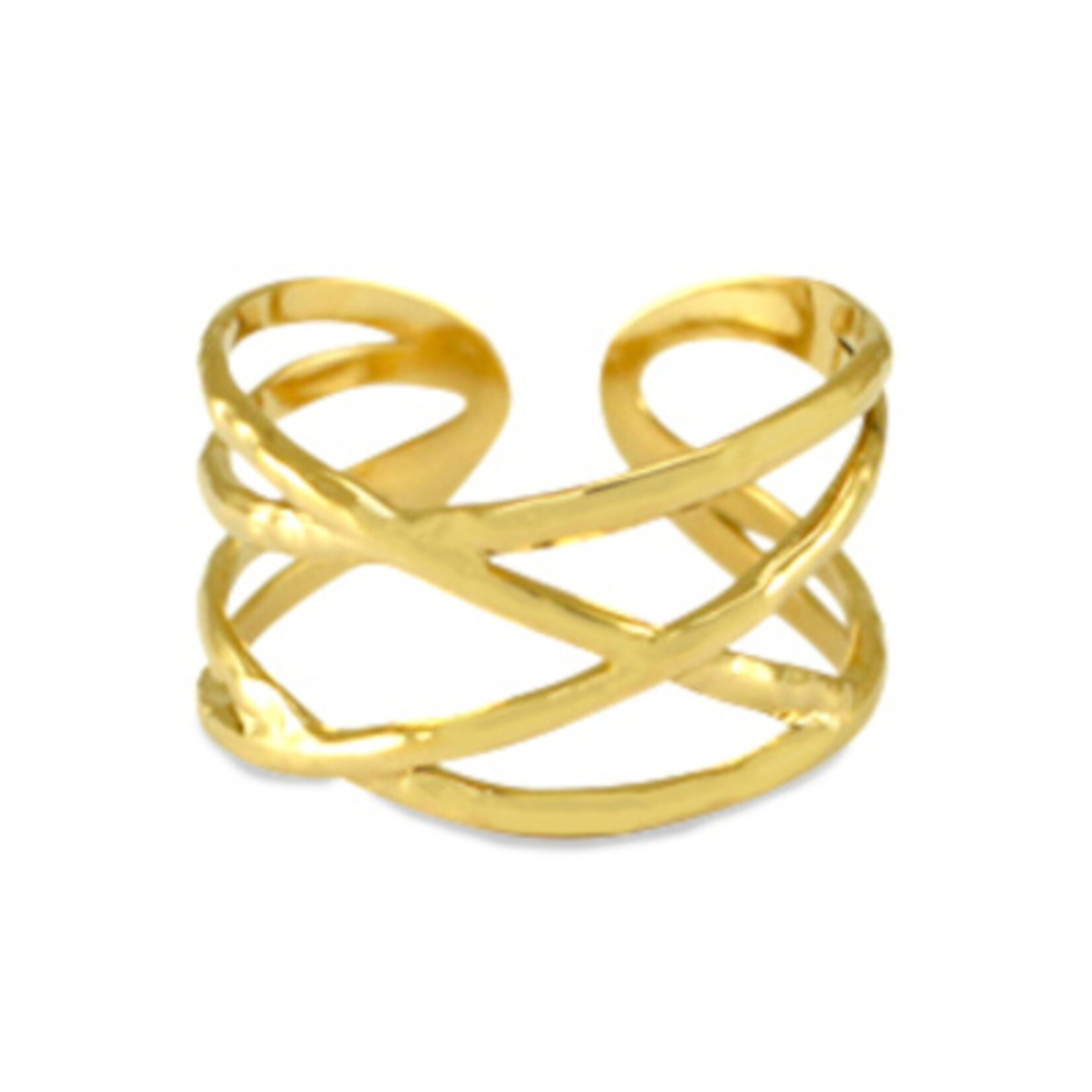 Ring stainless steel goud breed gevlochten